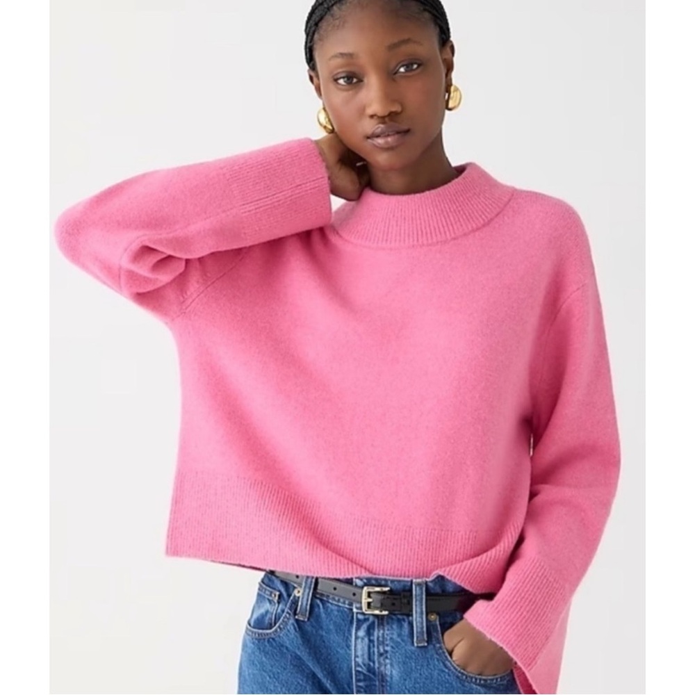 J. CREW | $118 Chunky Crewneck Sweater in Supersoft Yarn in Pink, Size Large - Picture 8 of 8